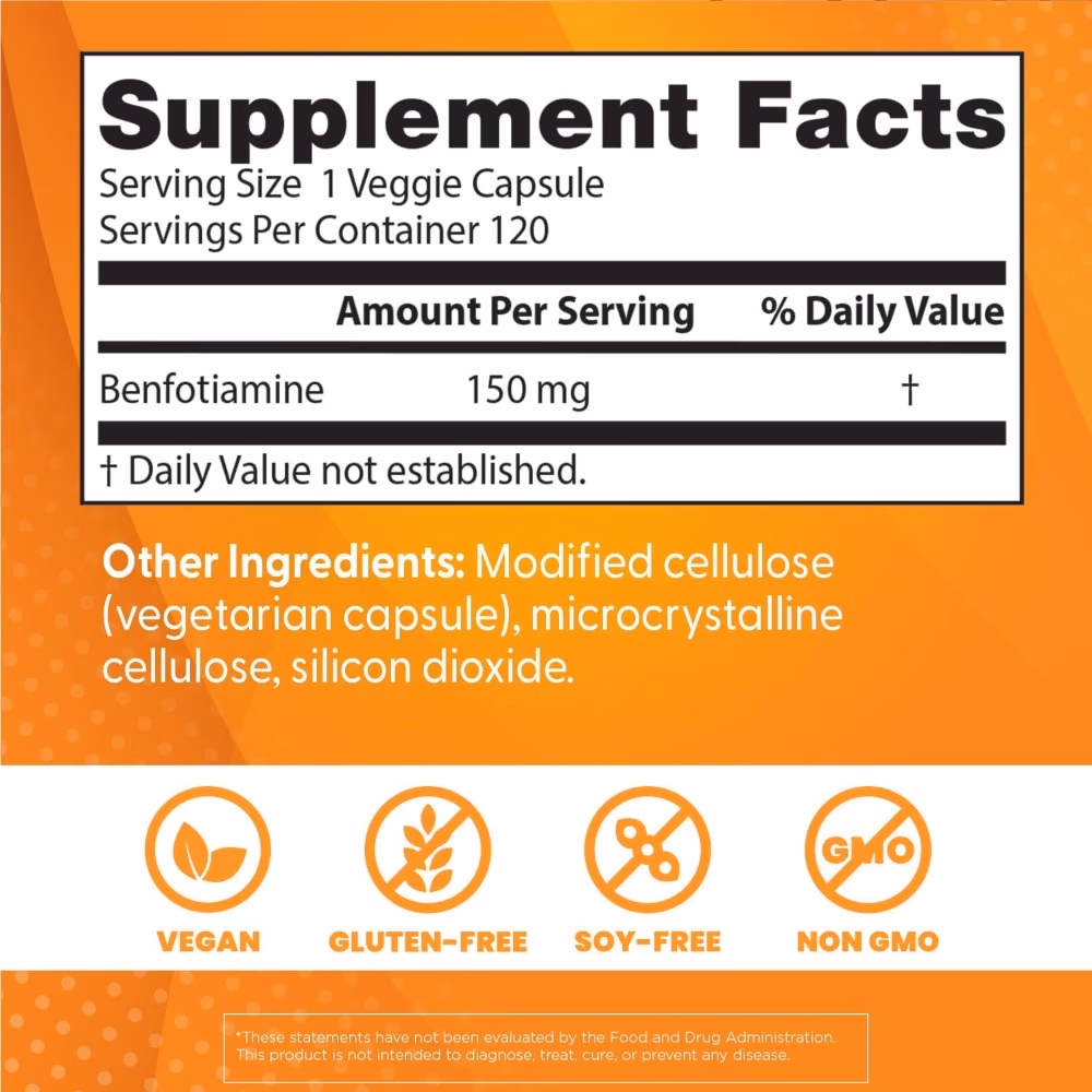 Doctor's Best Benfotiamine 150mg 120 Capsules 4