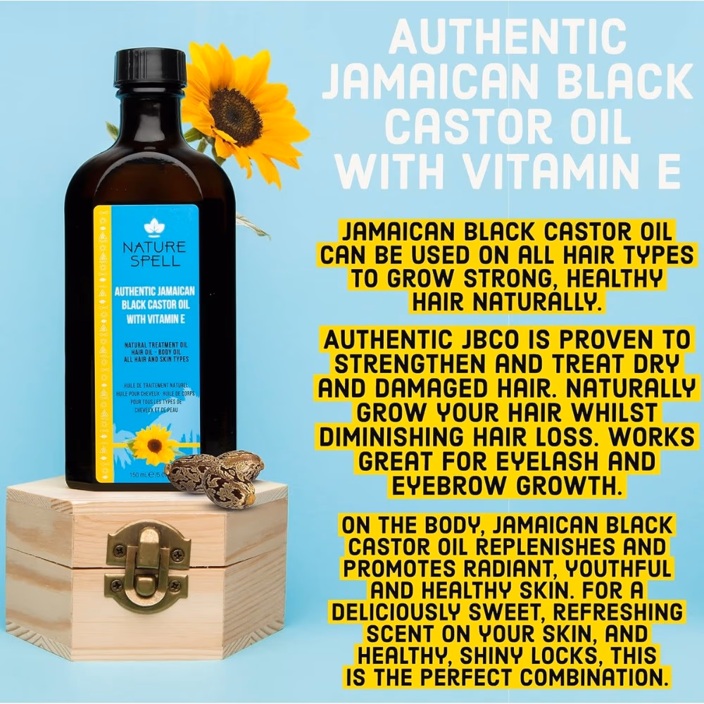 Nature Spell Authentic Jamaican Black Castor Oil with Vitamin E 150ml 4