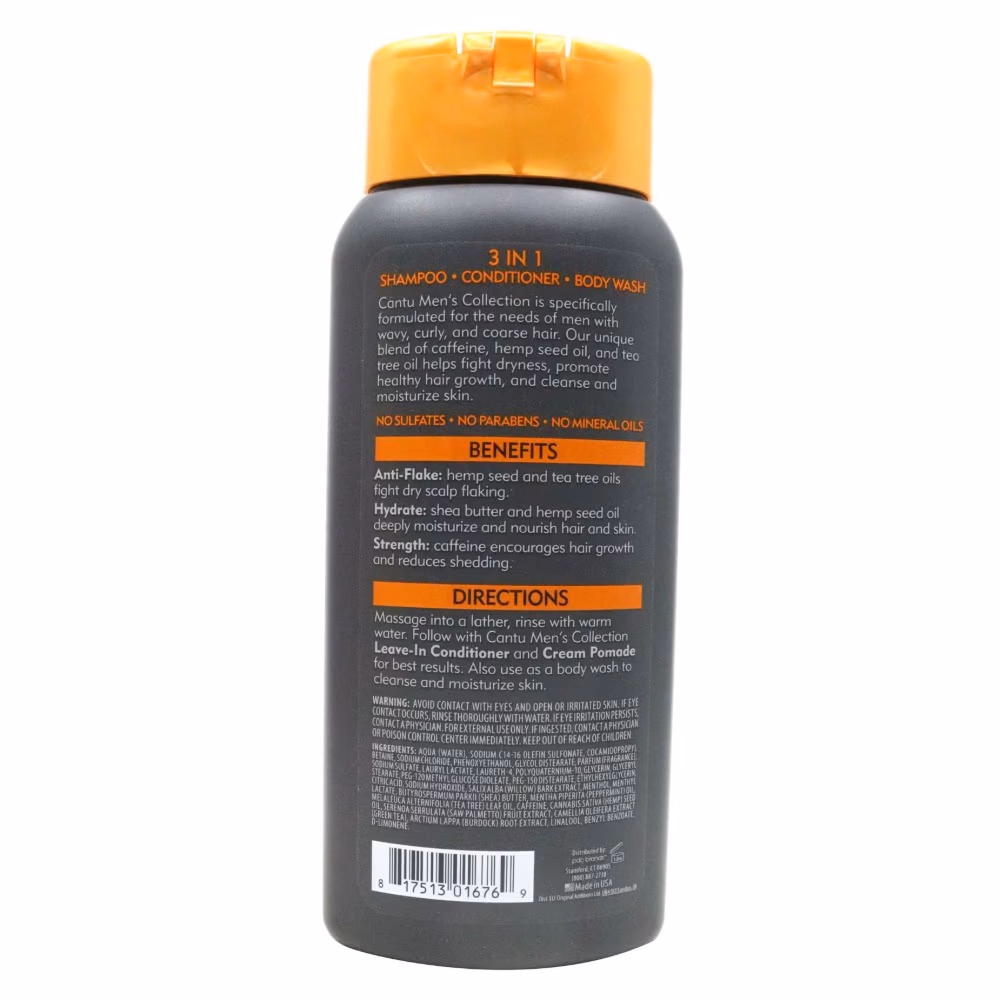 Cantu 3 in 1 Shampoo Conditioner Body Wash for Men 400ml 2