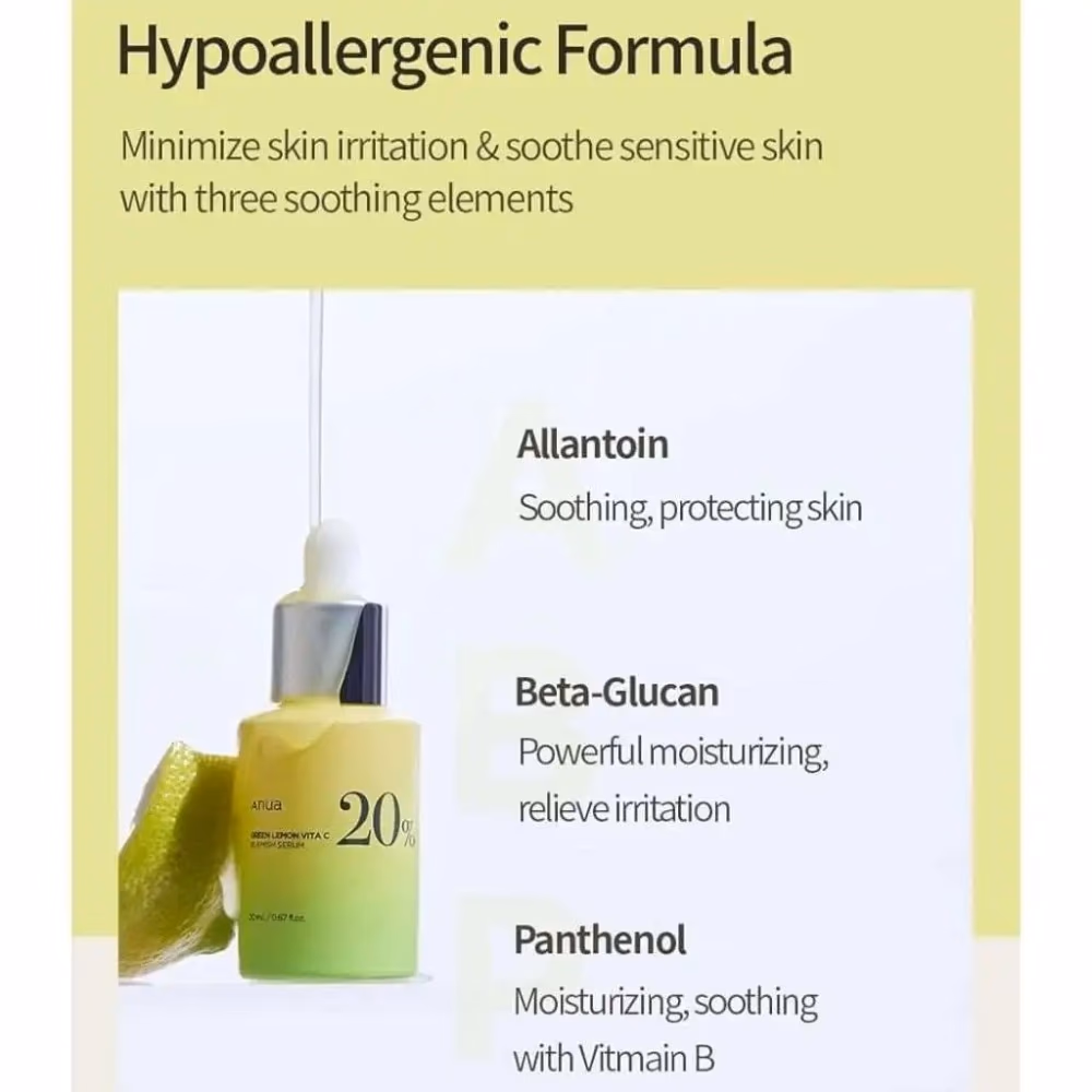 Anua 20% Green Lemon Vita C Blemish Serum 20ml - Vitamin C Serum With Green Lemon To Brighten And Fade Blemishes. 2