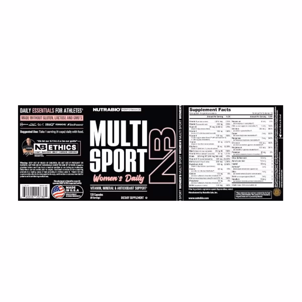 Nutrabio Multi Sport Women's Daily 120 Capsules 4
