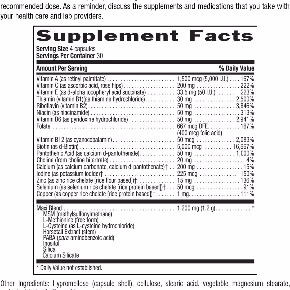 Country Life Maxi-Hair Plus Biotin 5000 mcg Hair, Skin  Nails 120 Capsules 2