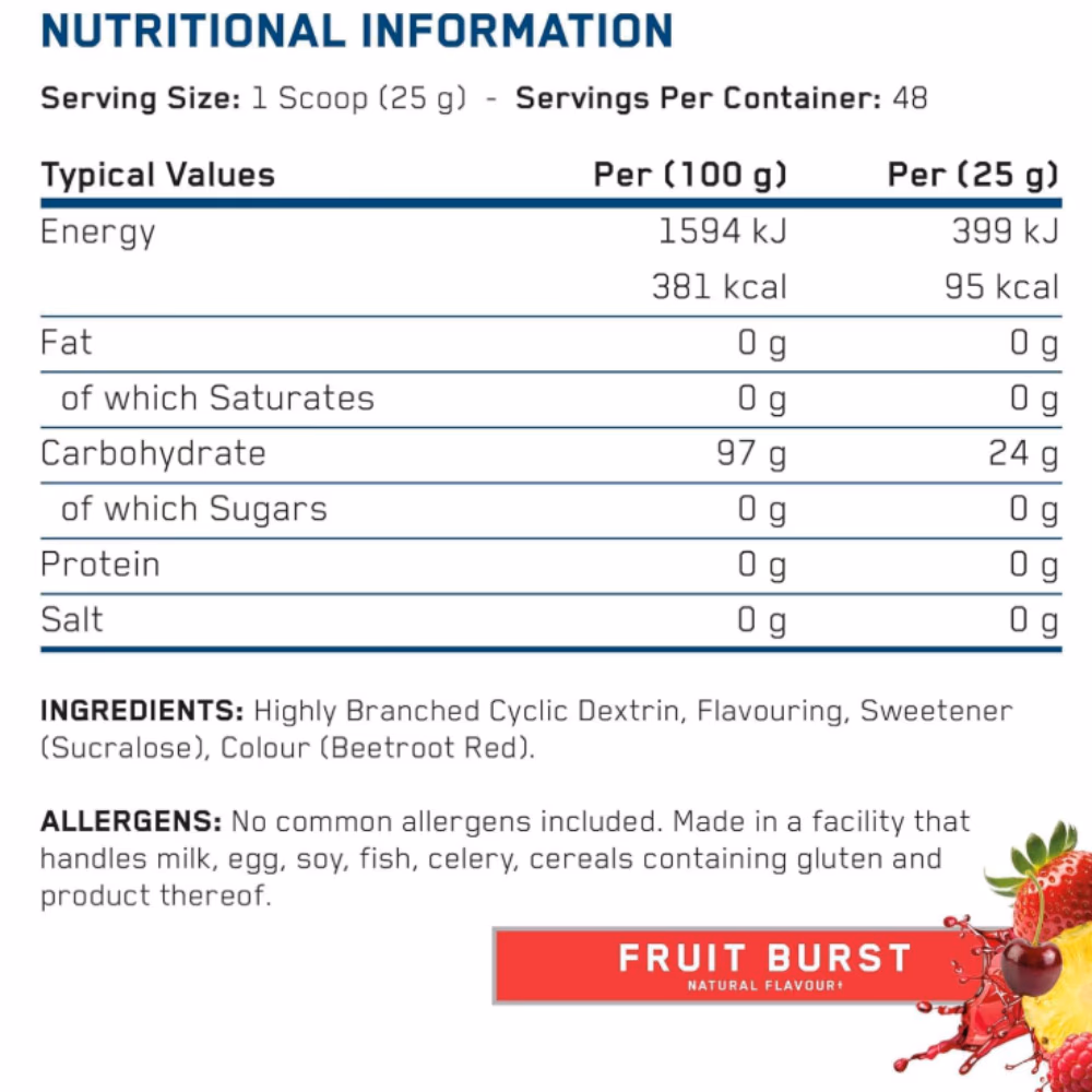 Applied Nutrition Carb-X Cyclic Dextrin Carbohydrates Powder Fruit Blast 1.2kg 2