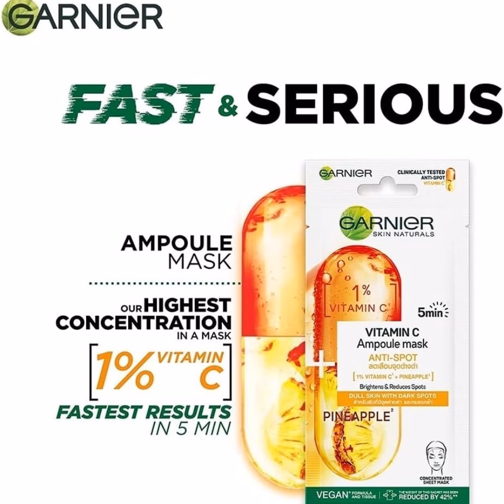 Garnier SkinActive Vitamin C Anti-Fatigue Ampoule Sheet Mask 15g 4