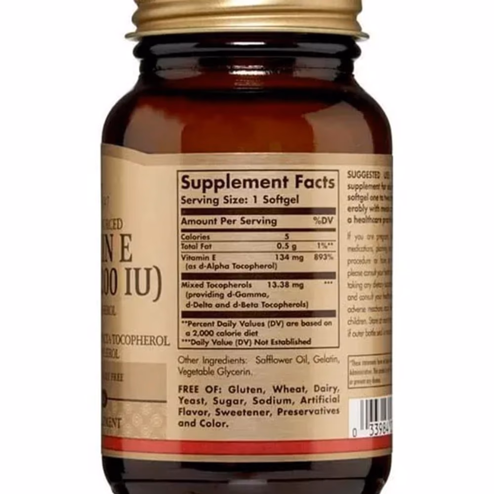 Solgar Vitamin E 200IU D-Alpha Tocopherol - 100 Softgels 2