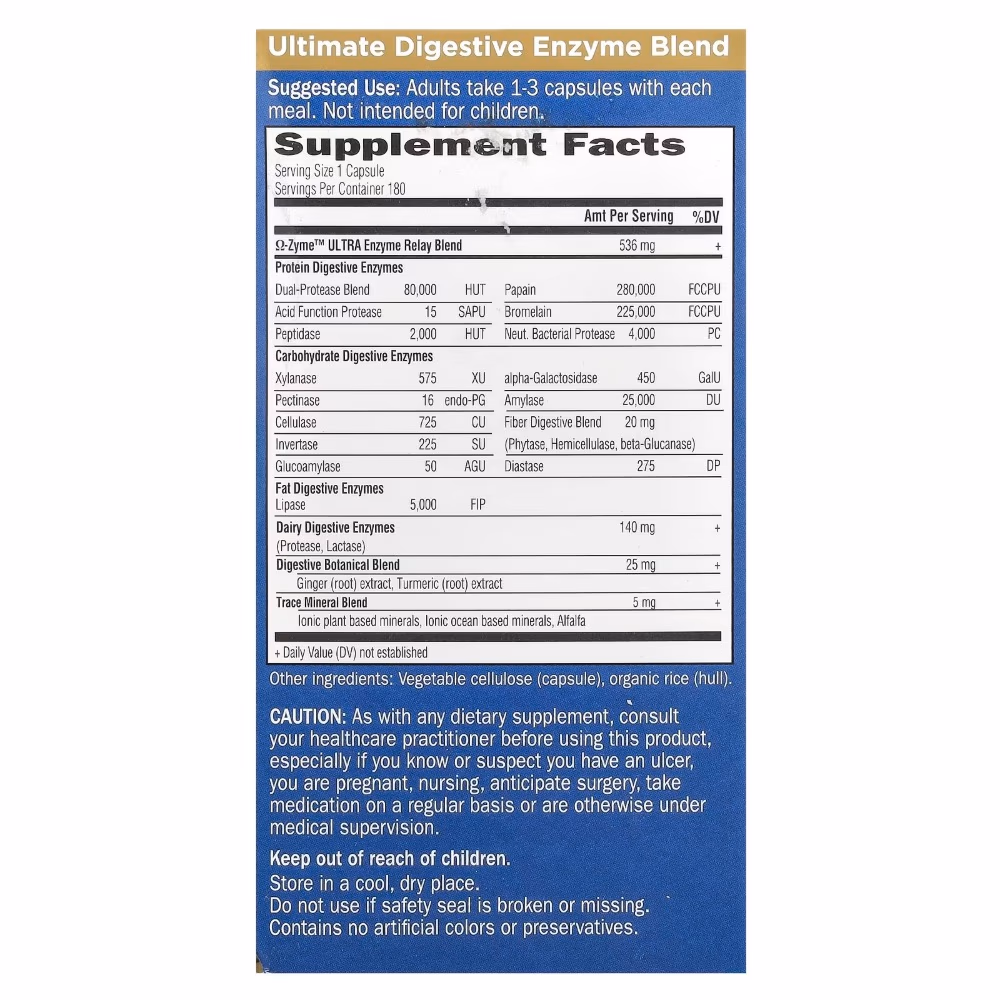 Garden Of Life O-Zyme Ultra Ultimate Digestive Enzyme VegCapsules 180S 3