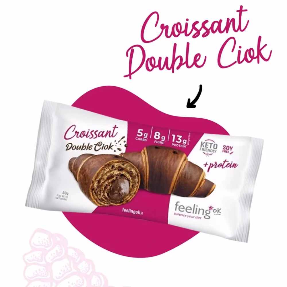 FEELING OK Croissant+ Protein Double Chocolate 50g – High Protein Chocolate-Filled Croissant 3