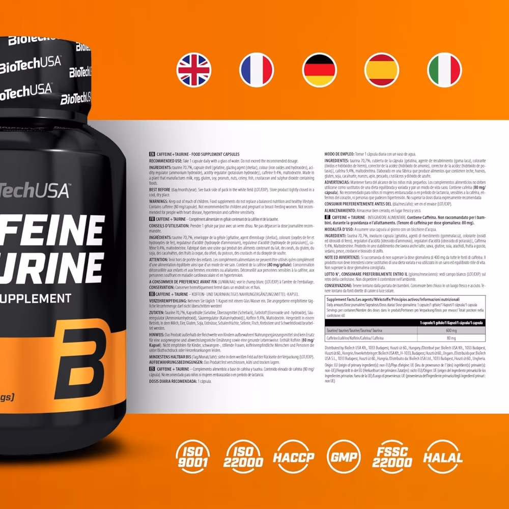 BioTechUSA Caffeine Plus Taurine - 60 Capsules 3