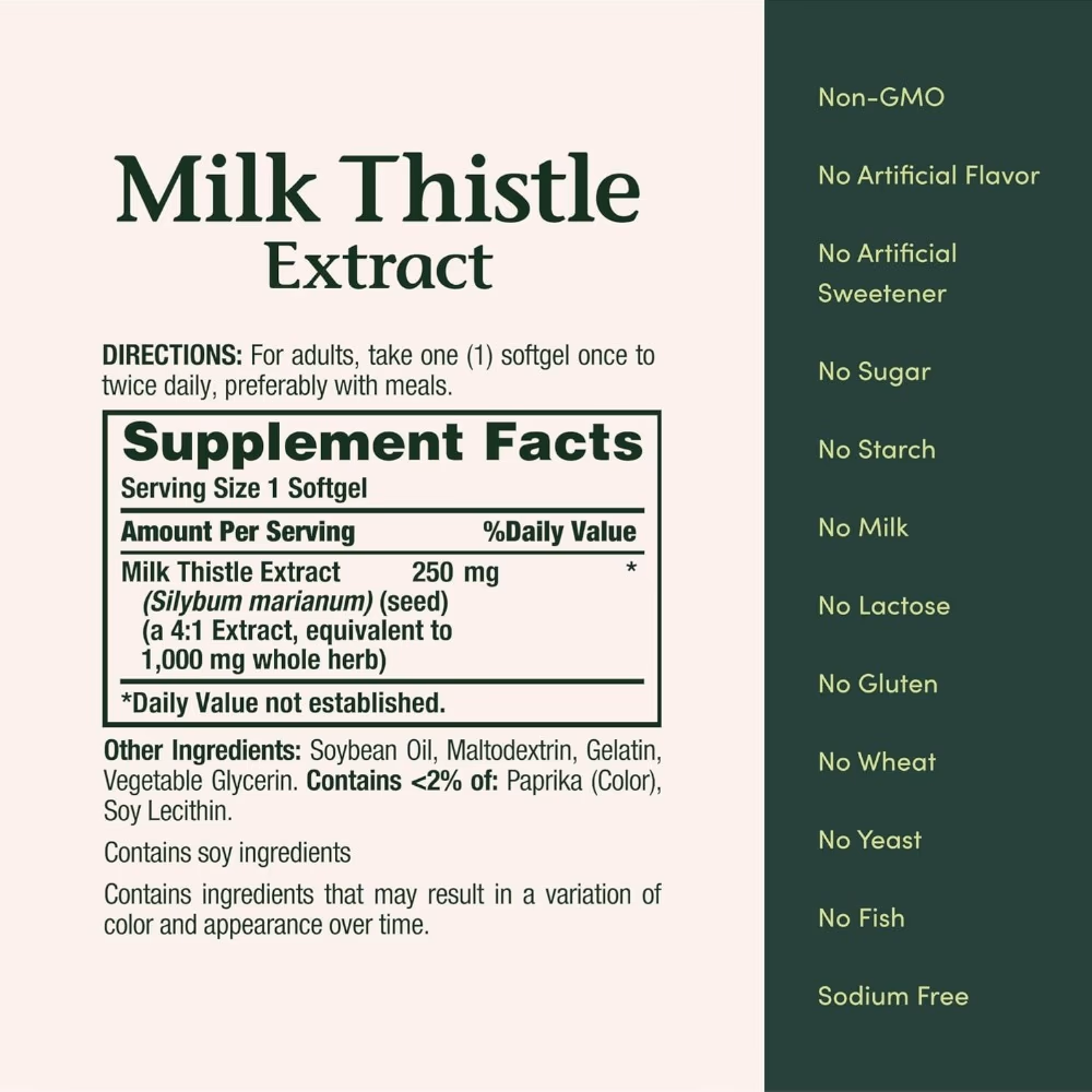 Natures Bounty, Milk Thistle Extract -1000 mg(50 Softgels) 2
