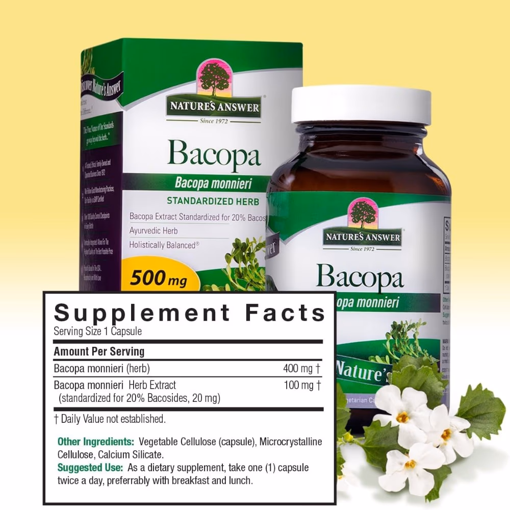 Natures Answer Bacopa 500mg 90 Vegetarian Capsules 3