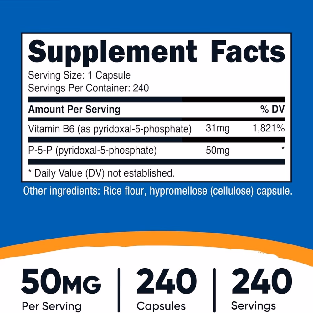 Nutricost P5P Vitamin B6 Supplement 50mg – 240 Capsules 2
