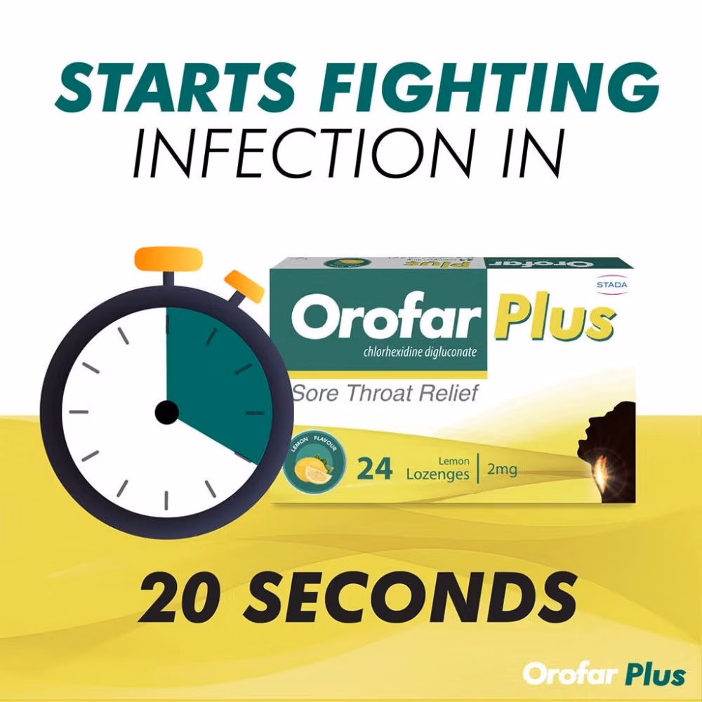 Orofar Plus Sore Throat Relief Lozenges, Lemon Flavour, Pack of 24's 4
