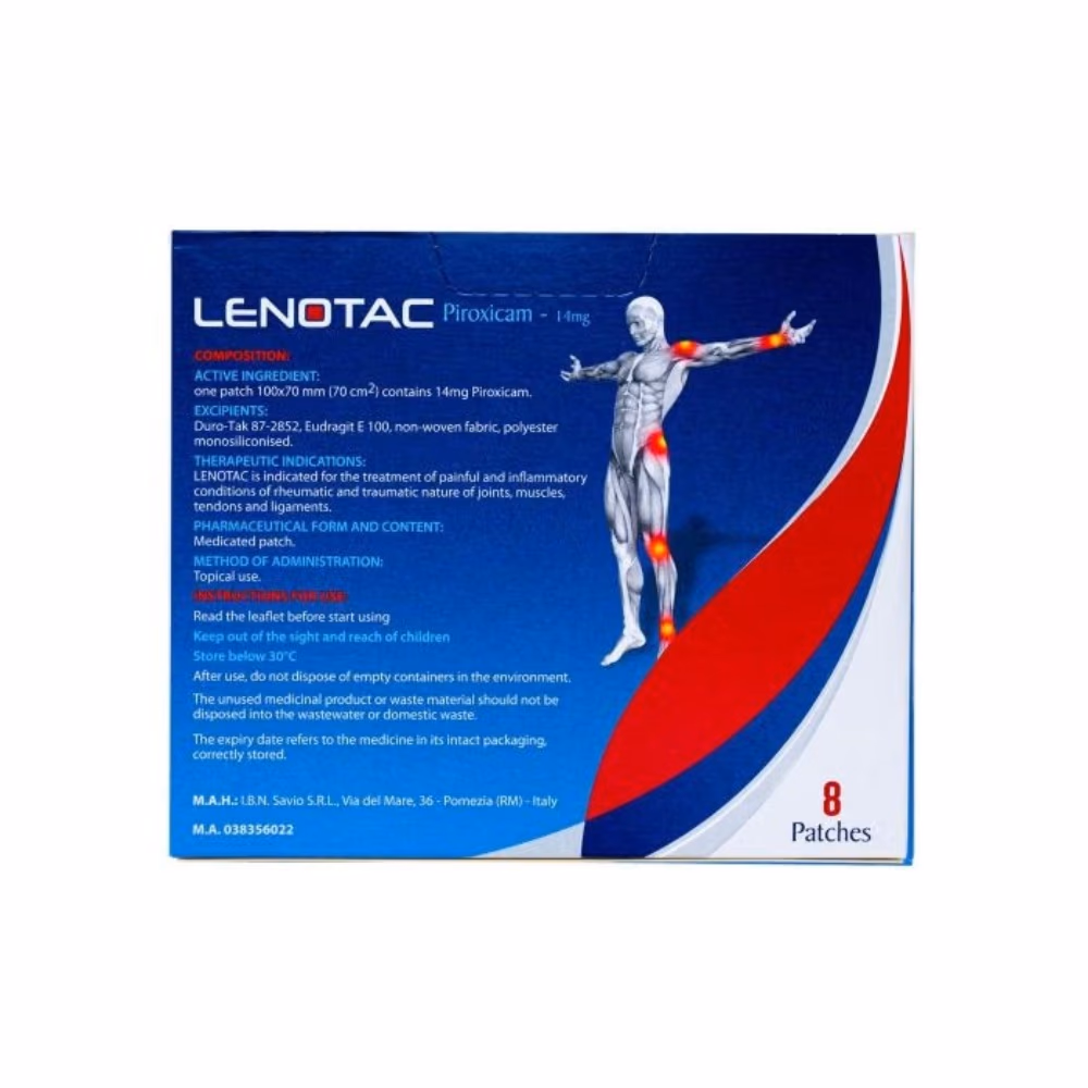Lenotac 14mg Piroxicam Pain Relief Patches 8s 2