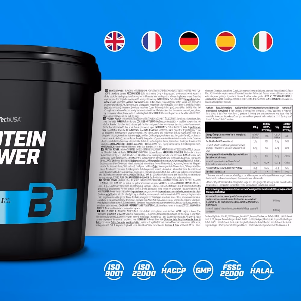 BioTechUSA Protein Powder Strawberry Banana 4000g 5