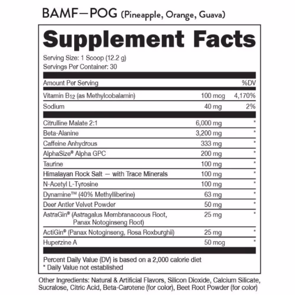 Bucked Up BAMF High Stimulant Pre-Workout POG Flavour 2
