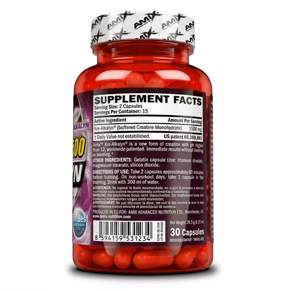 Amix Nutrition Kre Alkalyn 1500mg 30 Capsules 2