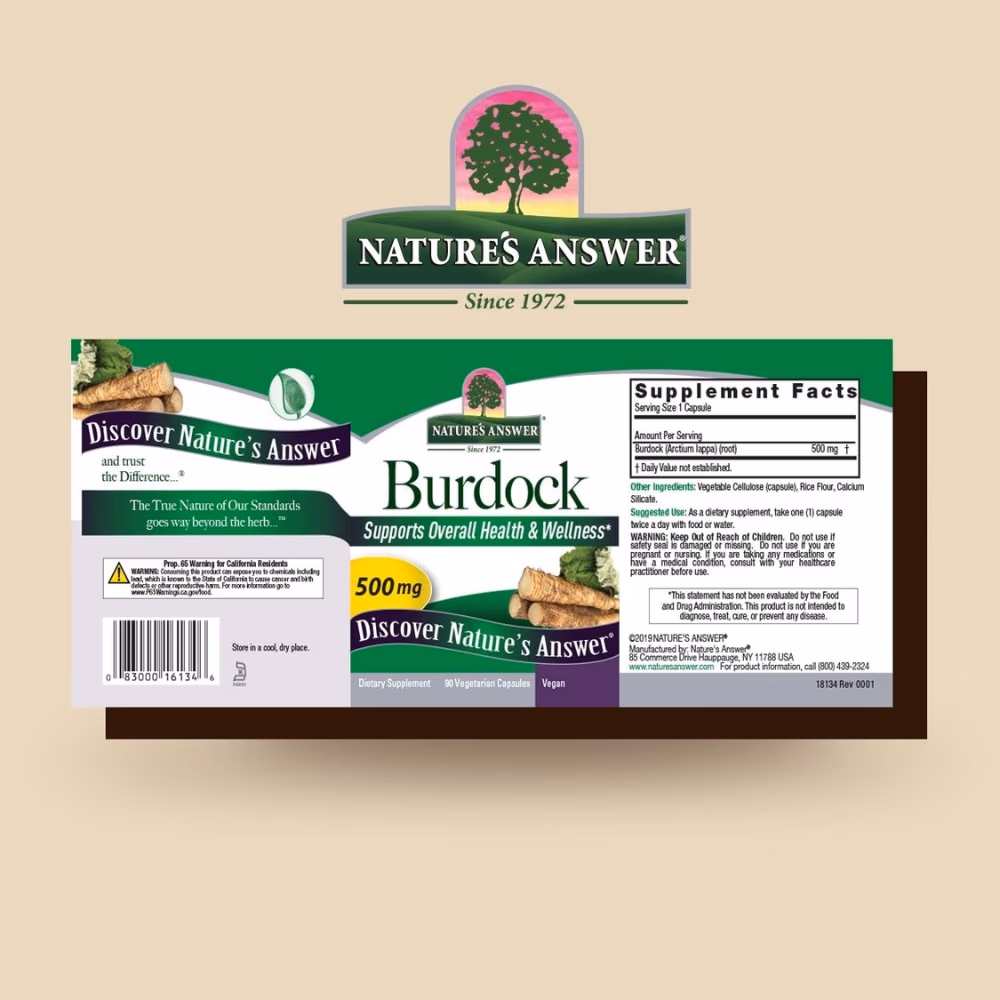 Natures Answer Burdock Root 500mg 90 Vegetarian Capsules 3