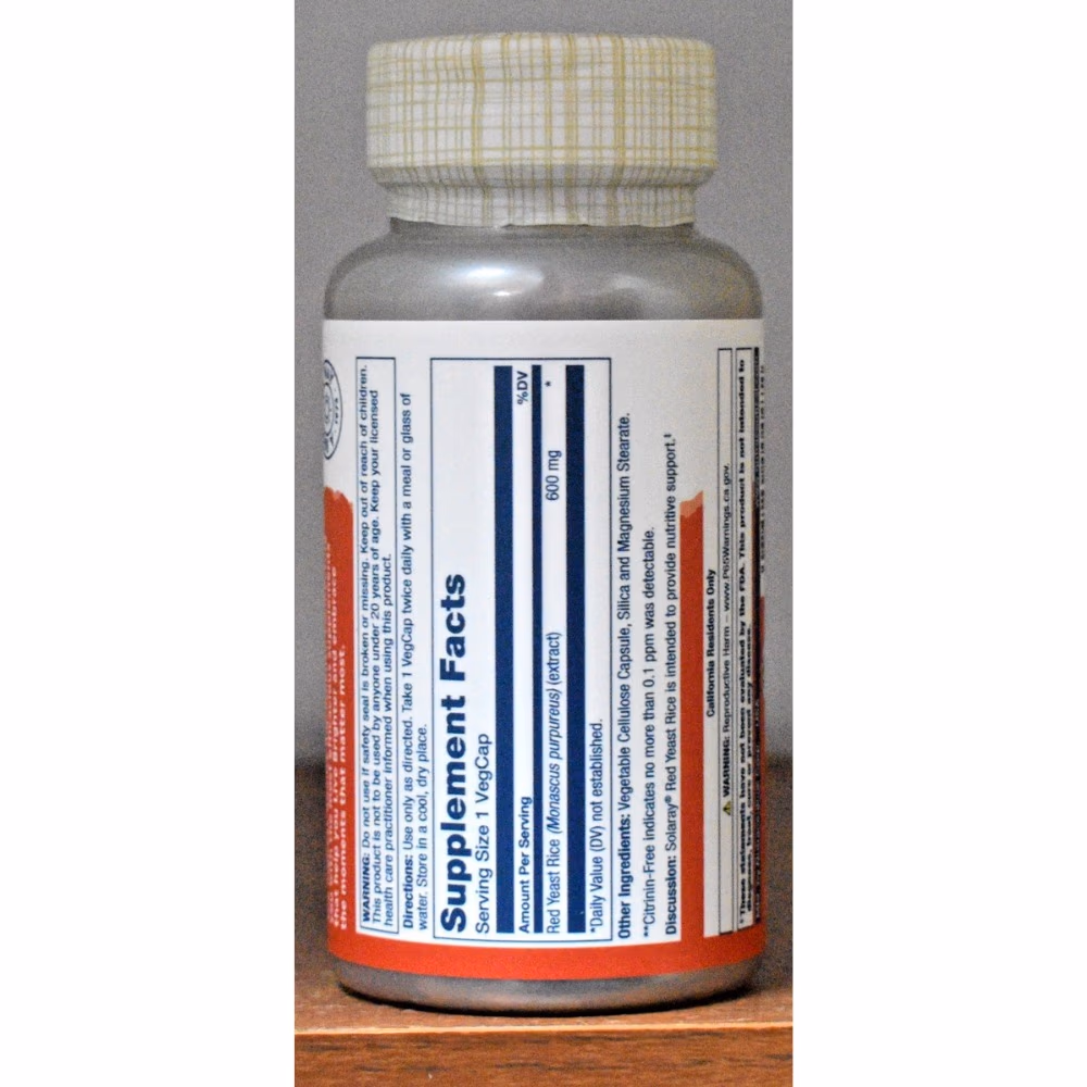 Solaray Red Yeast Rice 600mg 90 Veg Caps 3