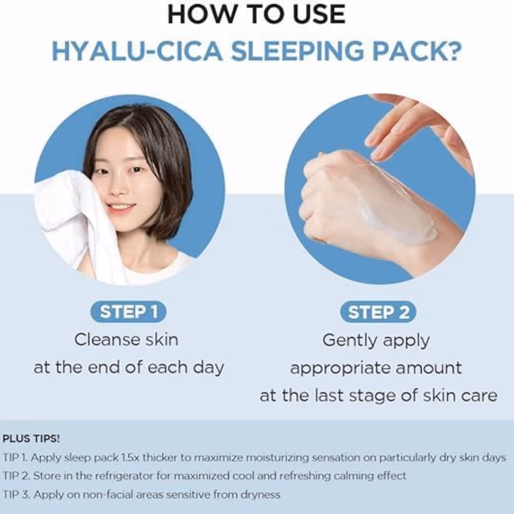 SKIN1004 Centella Hyalu-Cica Sleeping Pack 100ml - Overnight mask with Centella and Hyaluronic Acid to hydrate, soothe, and repair skin while you sleep. 3