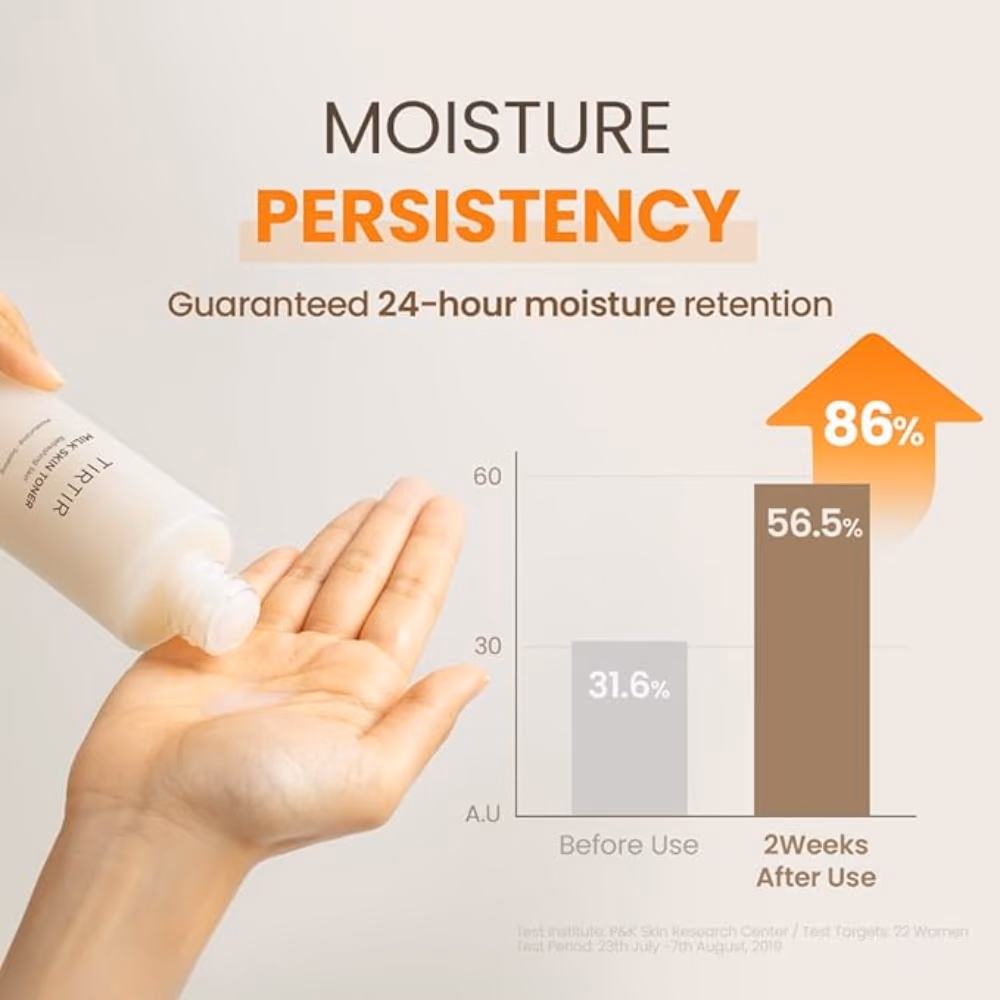 TIRTIR Moisturizing Milk Skin Toner – 150ml Milky toner that deeply hydrates and softens skin for a smooth, dewy finish. 5