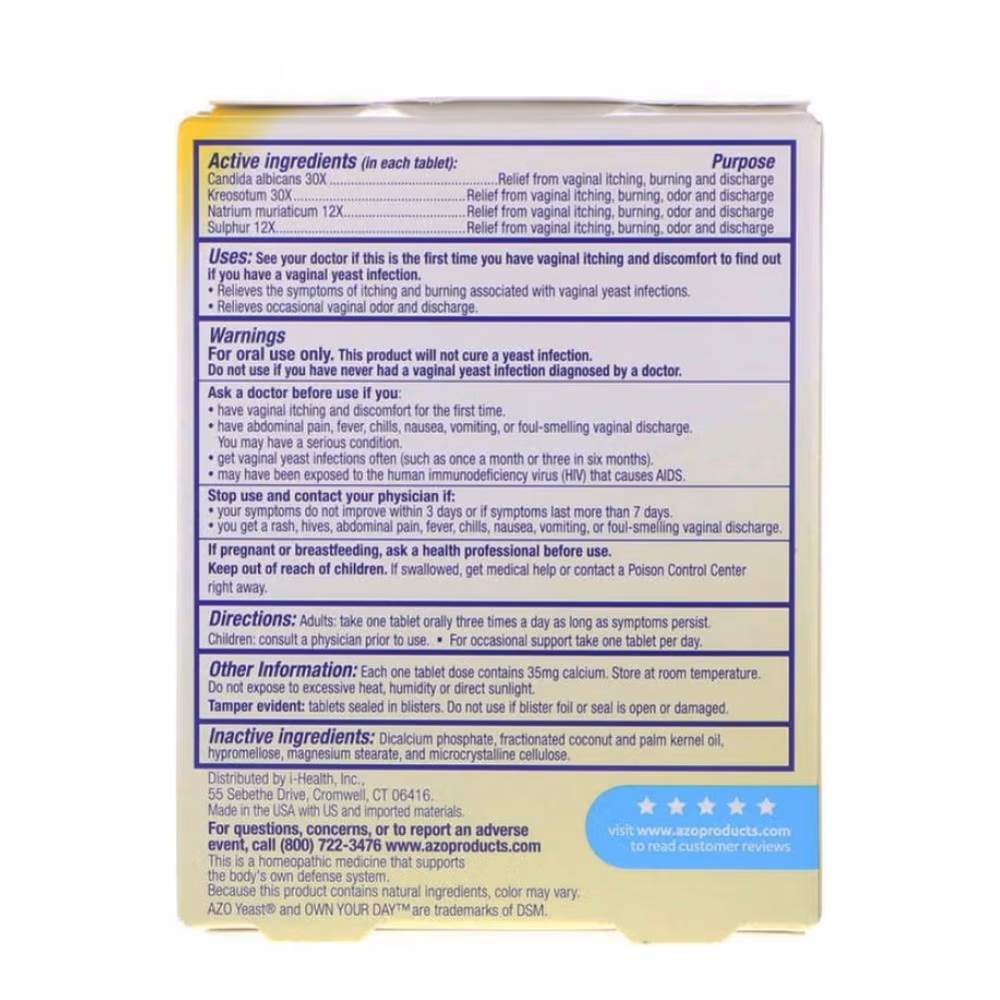 AZO Yeast Plus Dual Relief 60 Tablets 2