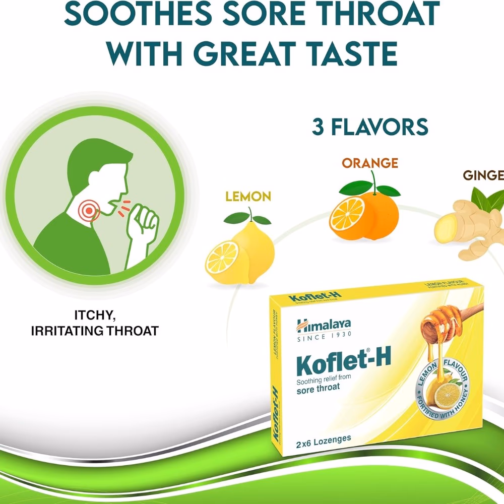 Himalaya Koflet-H Lemon Lozenges 12's. Sore Throat Relief 5