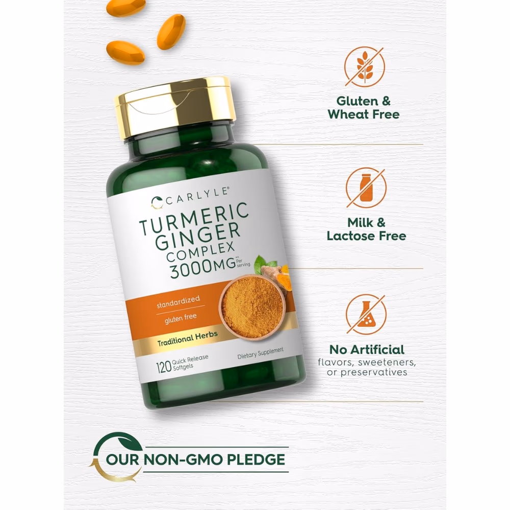 Carlyle Turmeric Ginger Complex 3000mg 120 Softgels  4