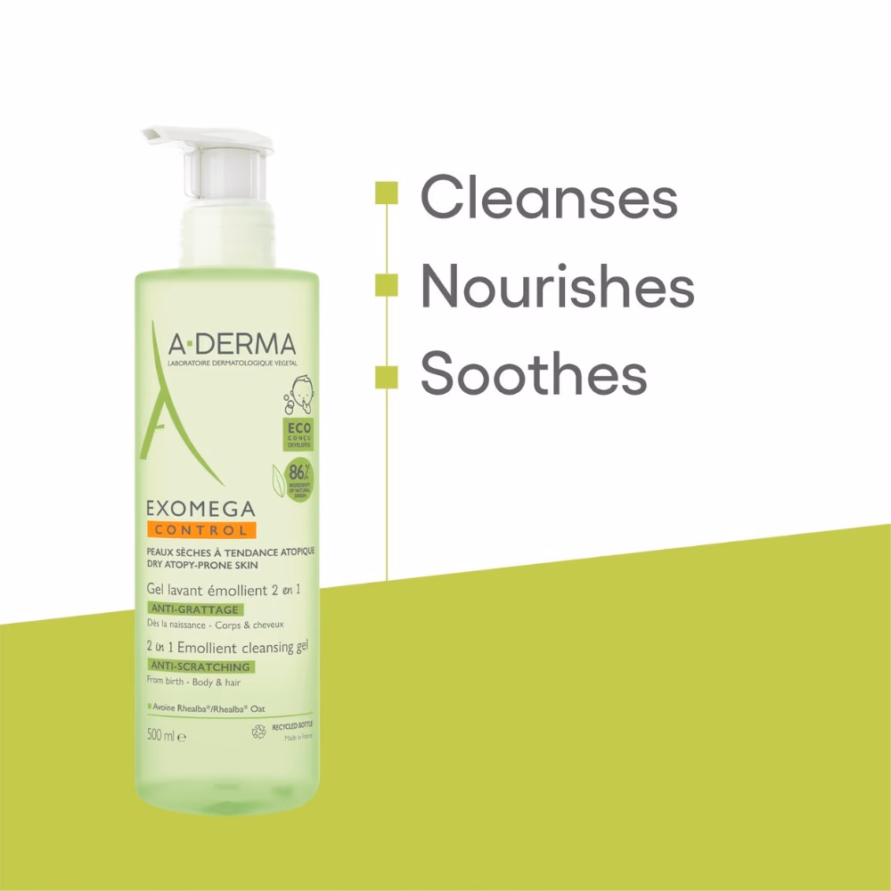 A-Derma Exomega Control Emollient Cleansing Gel (200ml) 2