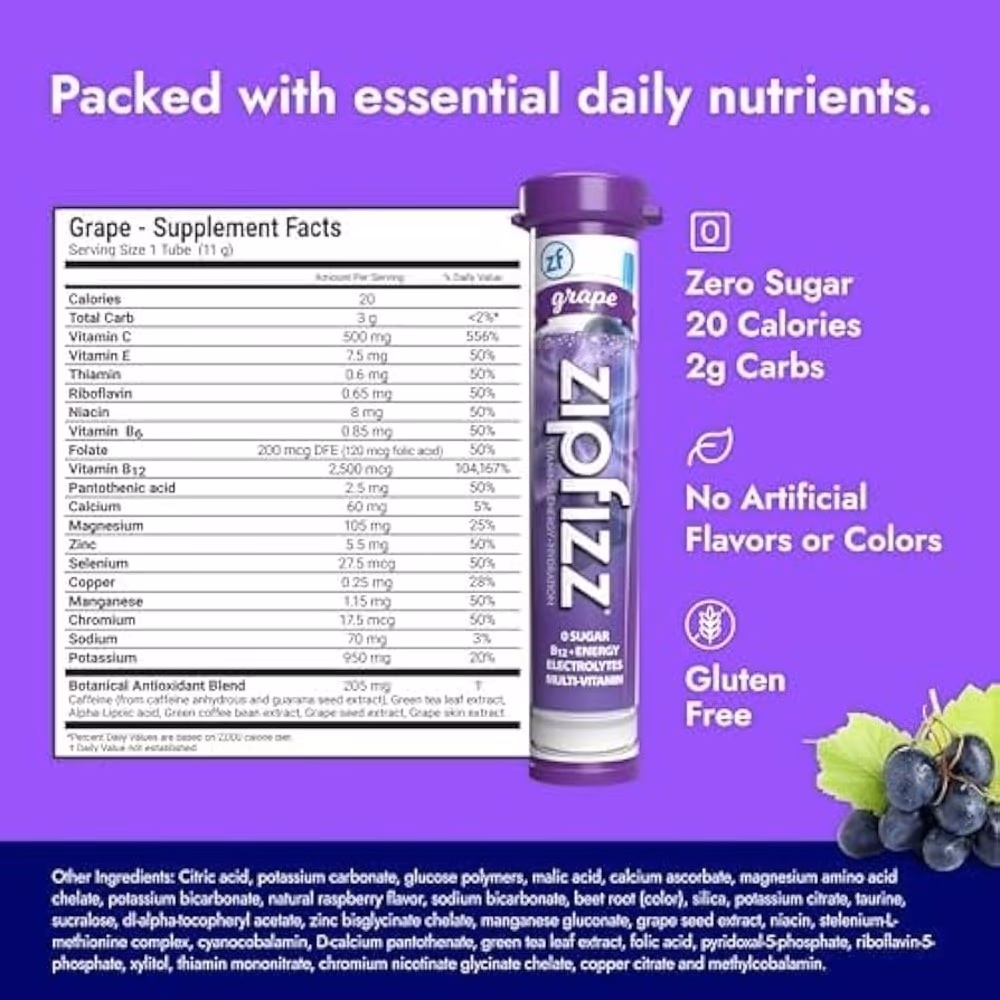Zipfizz Electrolyte Multivitamin 11g Grape 3