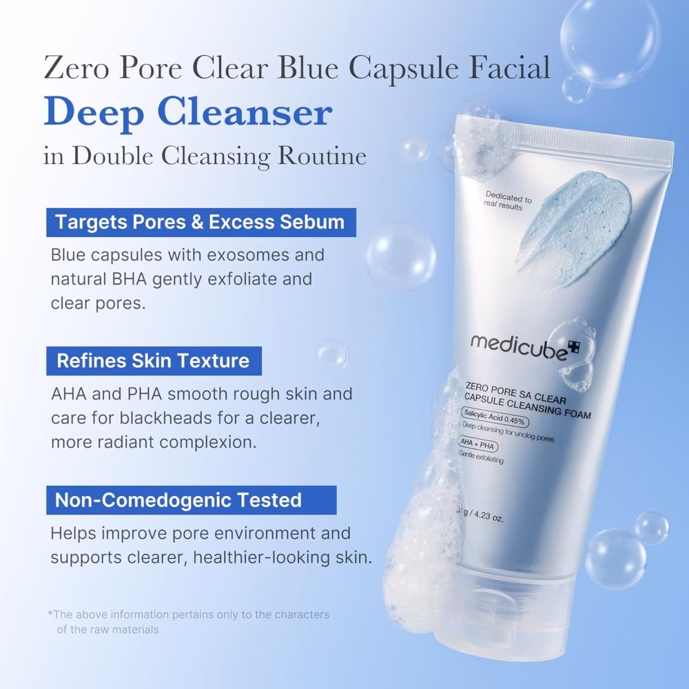 medicube zero pore sa clear cap cleansing foam 120g 2