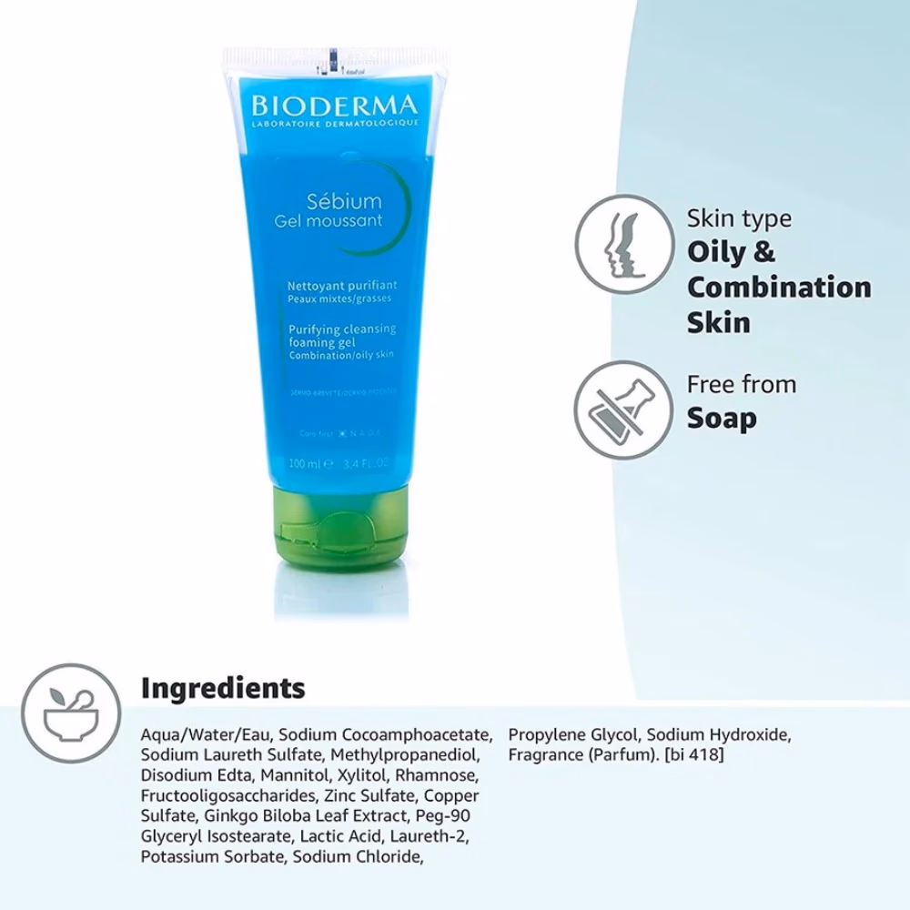 Bioderma Sebium Gel Moussant Tube 100ml 3