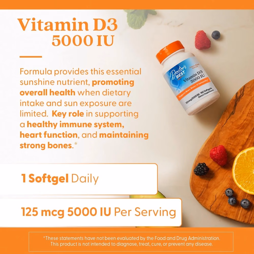 Doctor's Best Vitamin D3 5000 IU, 180 Softgels 5