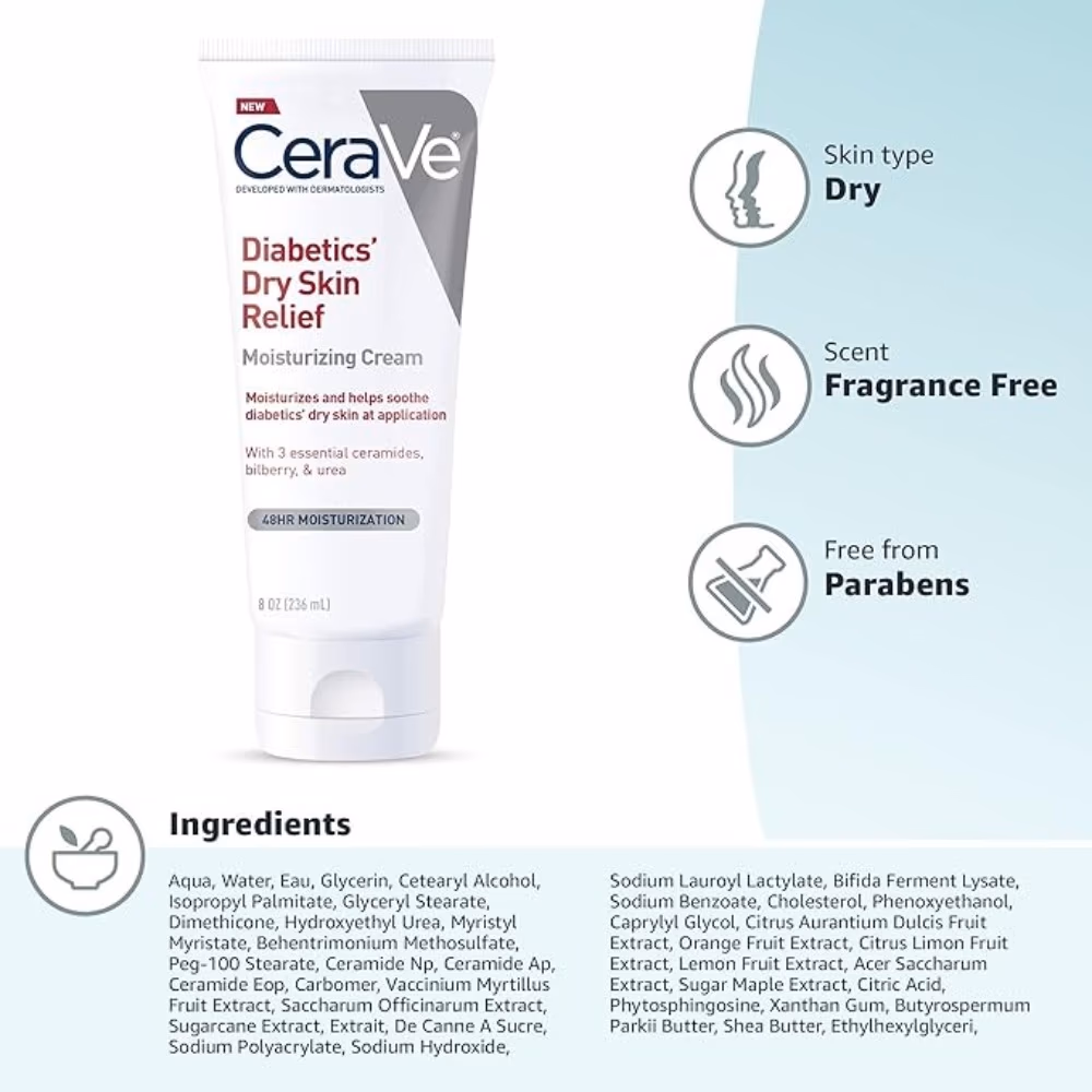 CeraVe Diabetics Dry Skin Relief Moisturizing Cream 236Ml 2