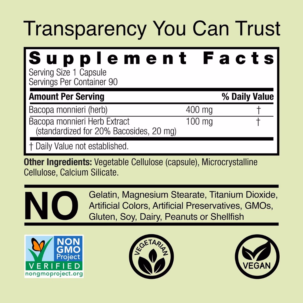 Natures Answer Bacopa 500mg 90 Vegetarian Capsules 4