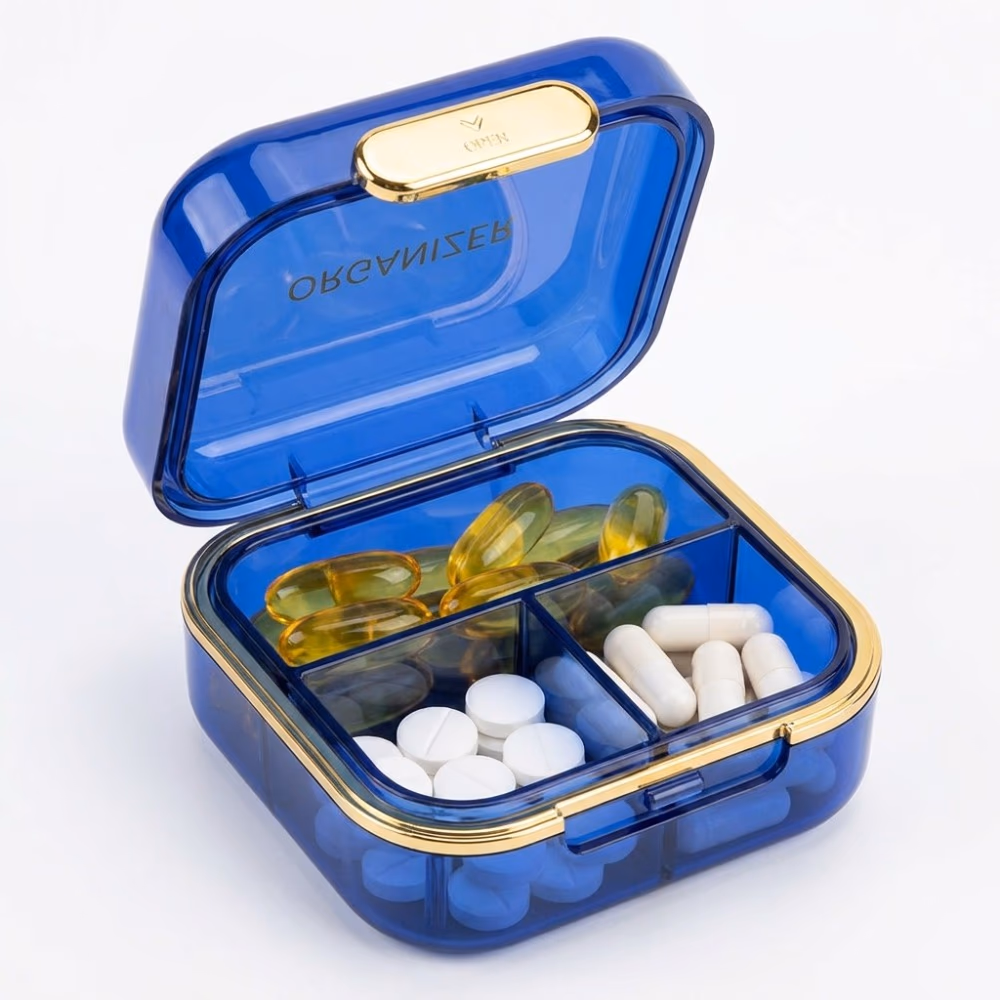 Pill Organizer Box With 3 Compartments Compact box 2