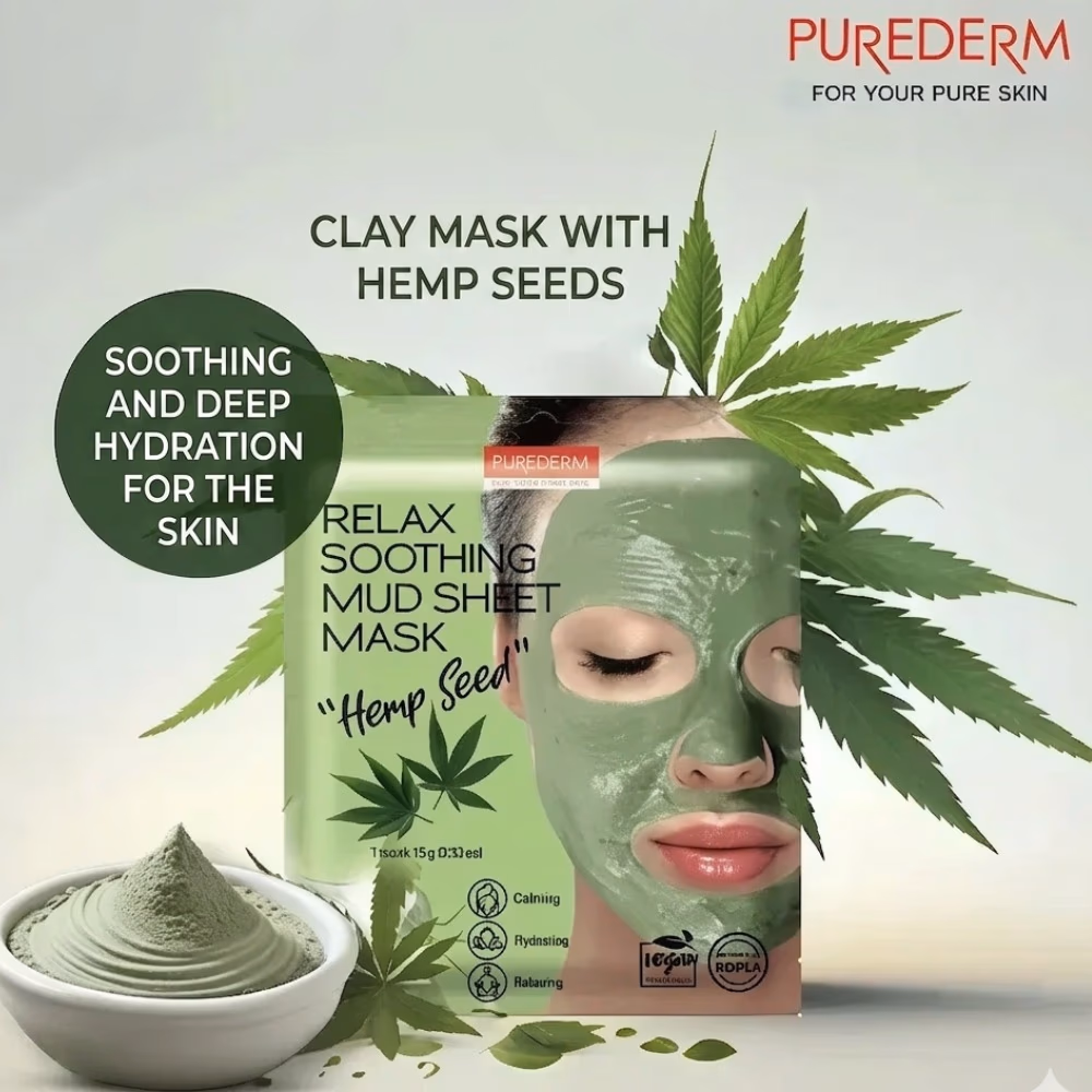 Purederm Mud Sheet Hemp Seed Mask ADS-833 2
