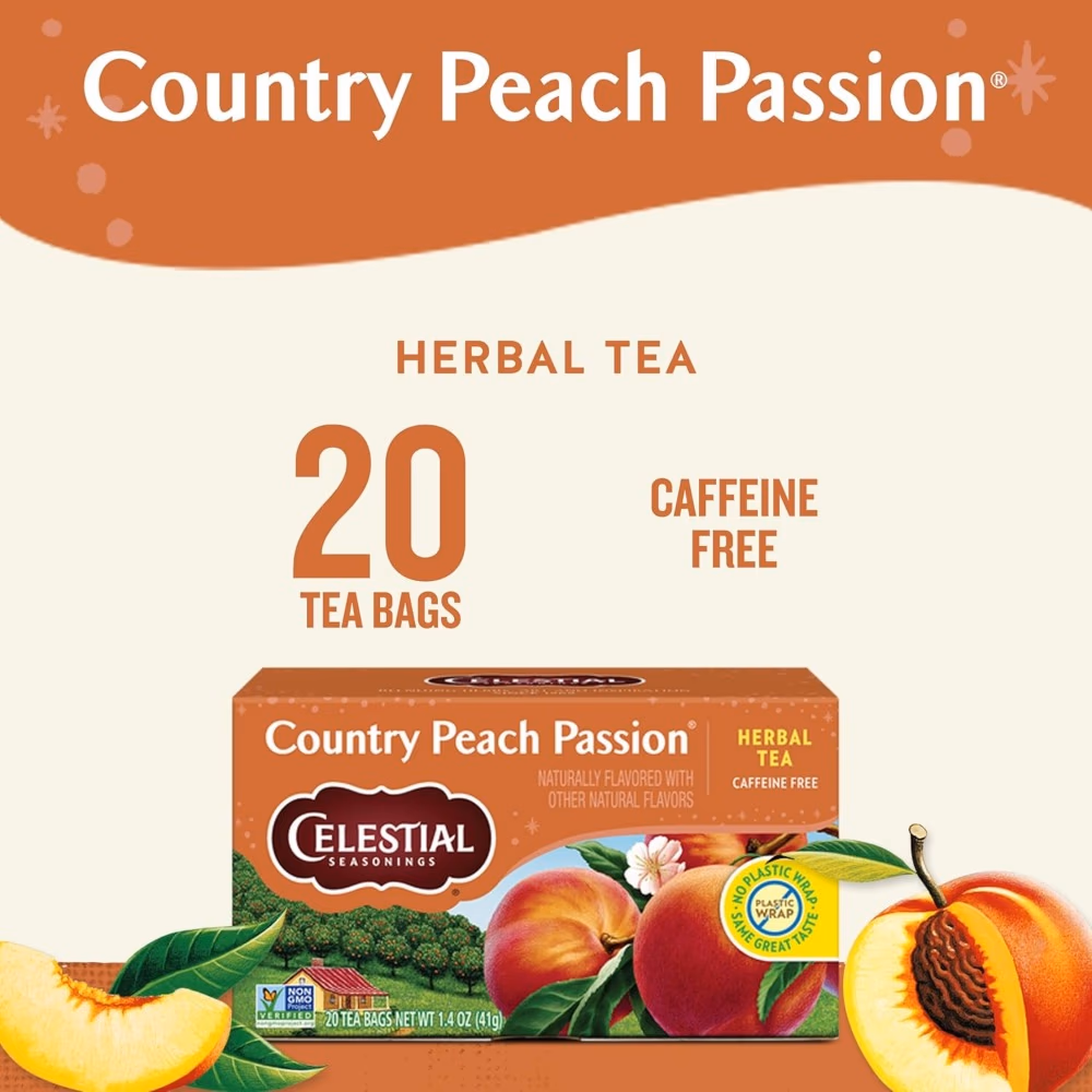 Celestial Herbal Tea Bag Peach Passion 20 Sachets 2