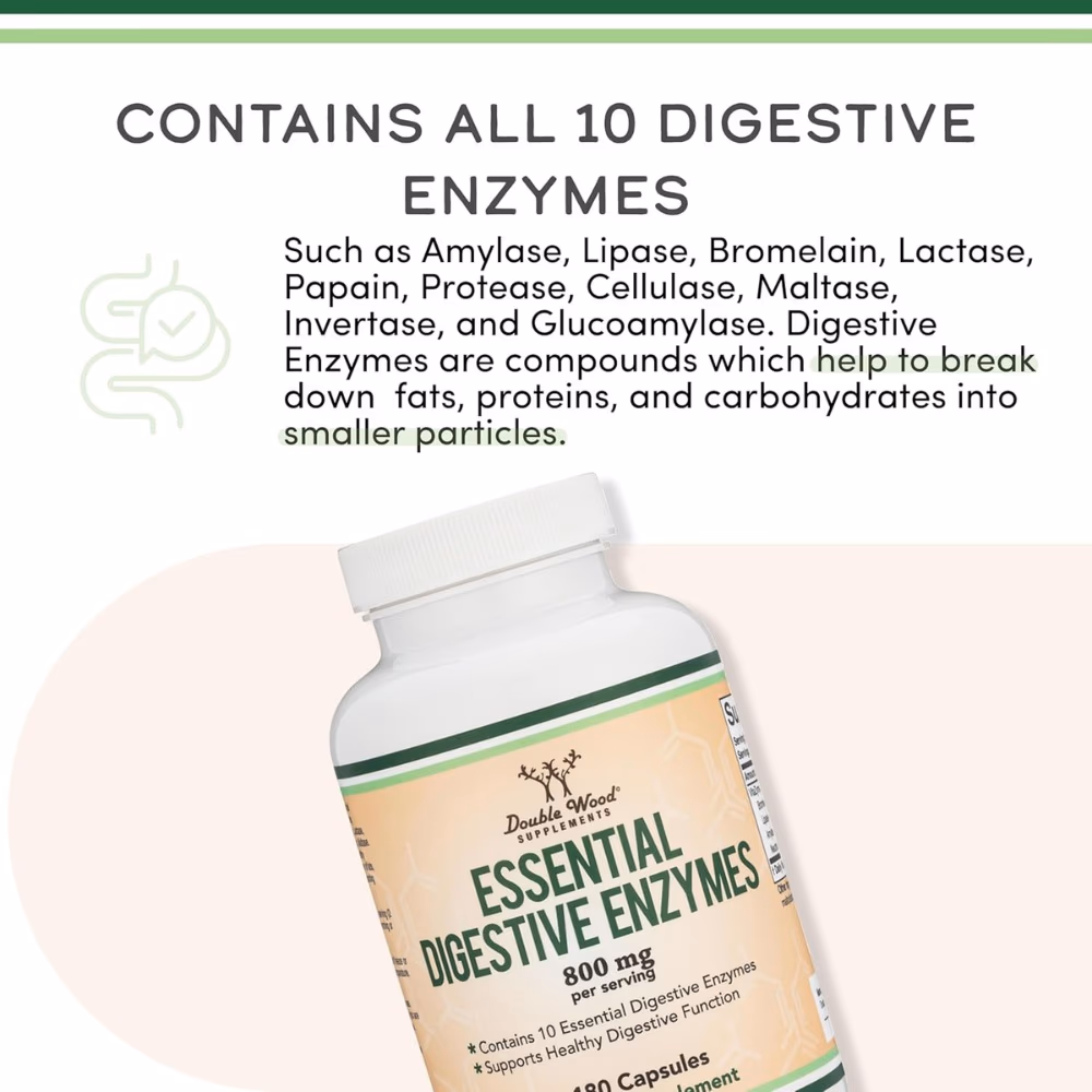 Double Wood Essential Digestive Enzymes 800mg 180 Capsules 5
