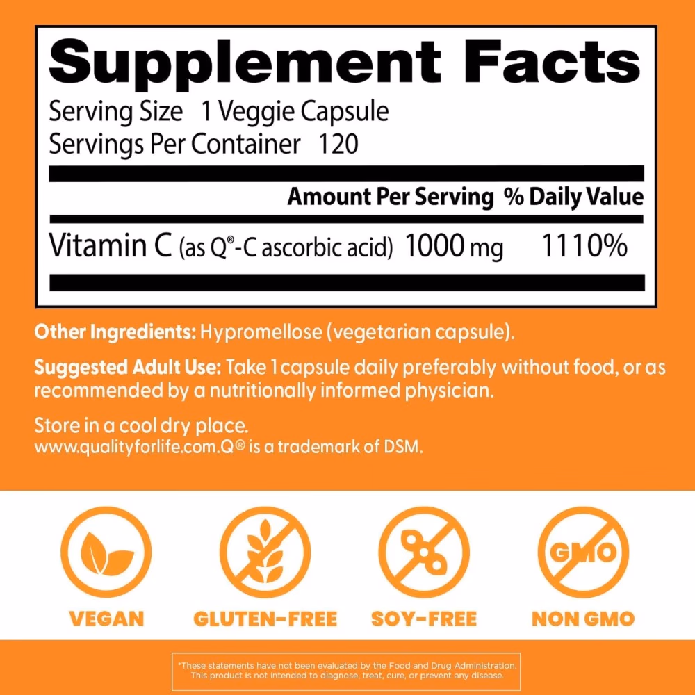 Doctor's Best Vitamin C with Q-C, 1,000 mg, 120 Vegetarian Capsules 3