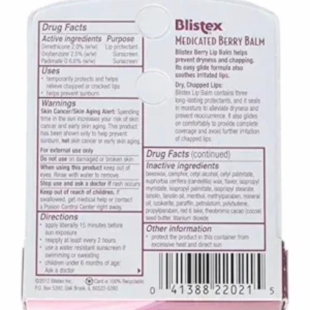 Blistex Medicated Lip Balm Berry SPF 15, 4.25gm 2
