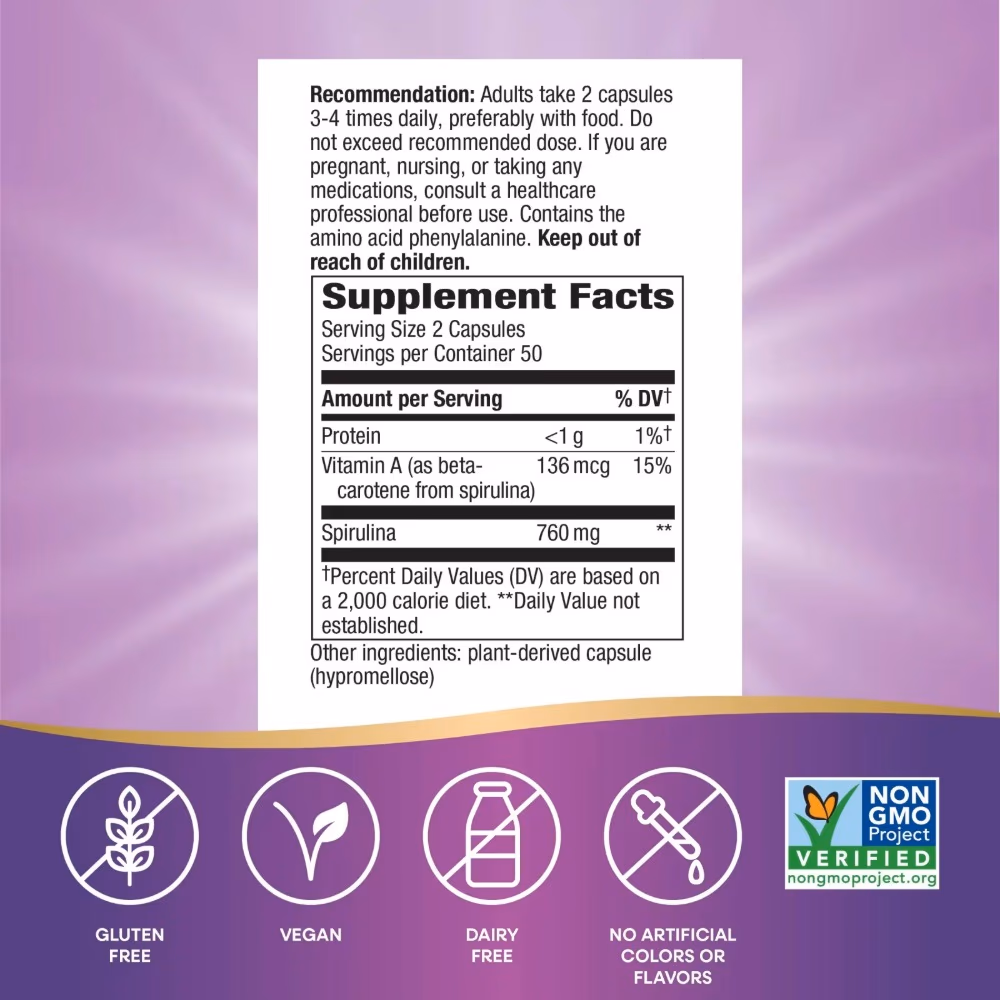 Natures Way Spirulina -100 Capsules 3
