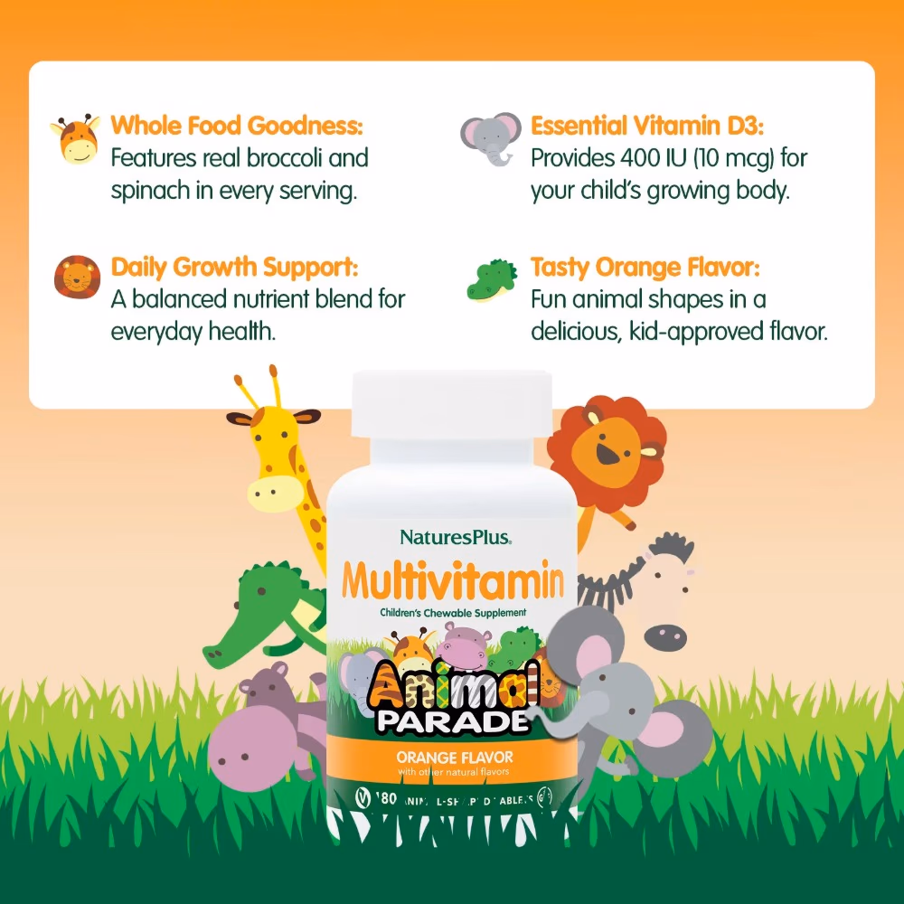NaturesPlus Animal Parade Multivitamin 180 Tabs Orange 3