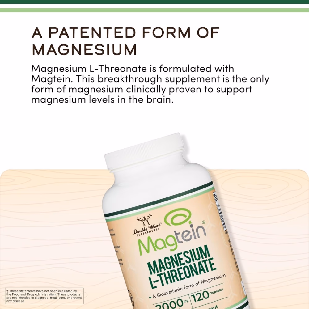 Double Wood Magtein Magnesium L-Threonate 2000mg 120 Capsules 4