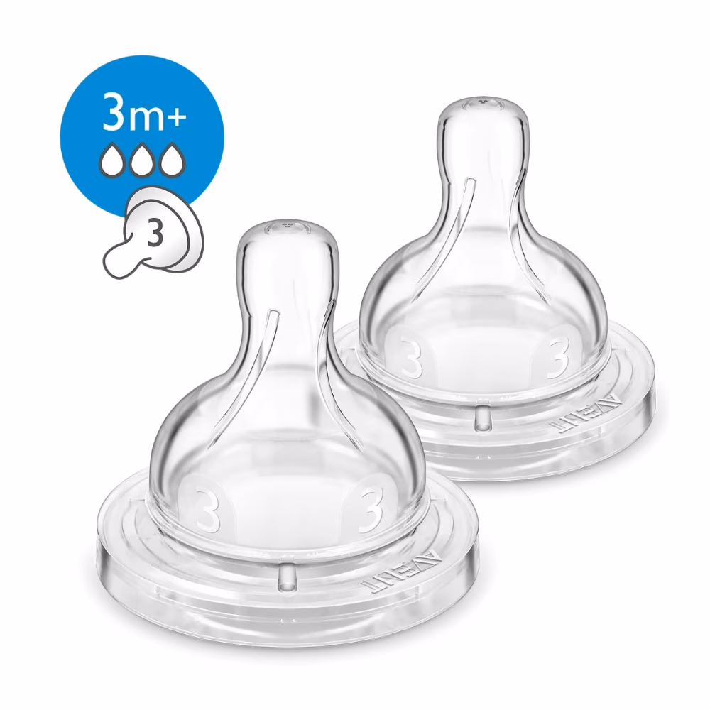 Phillips Avent Scf 633/27 Silicone Classic Plus Teats 3 Hole 3M+ 2S 2