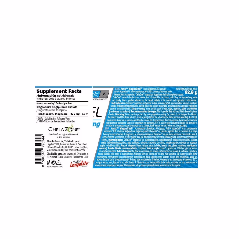Amix MagneChel Magnesium Bisglycinate Chelate 375mg - 90 Capsules 2