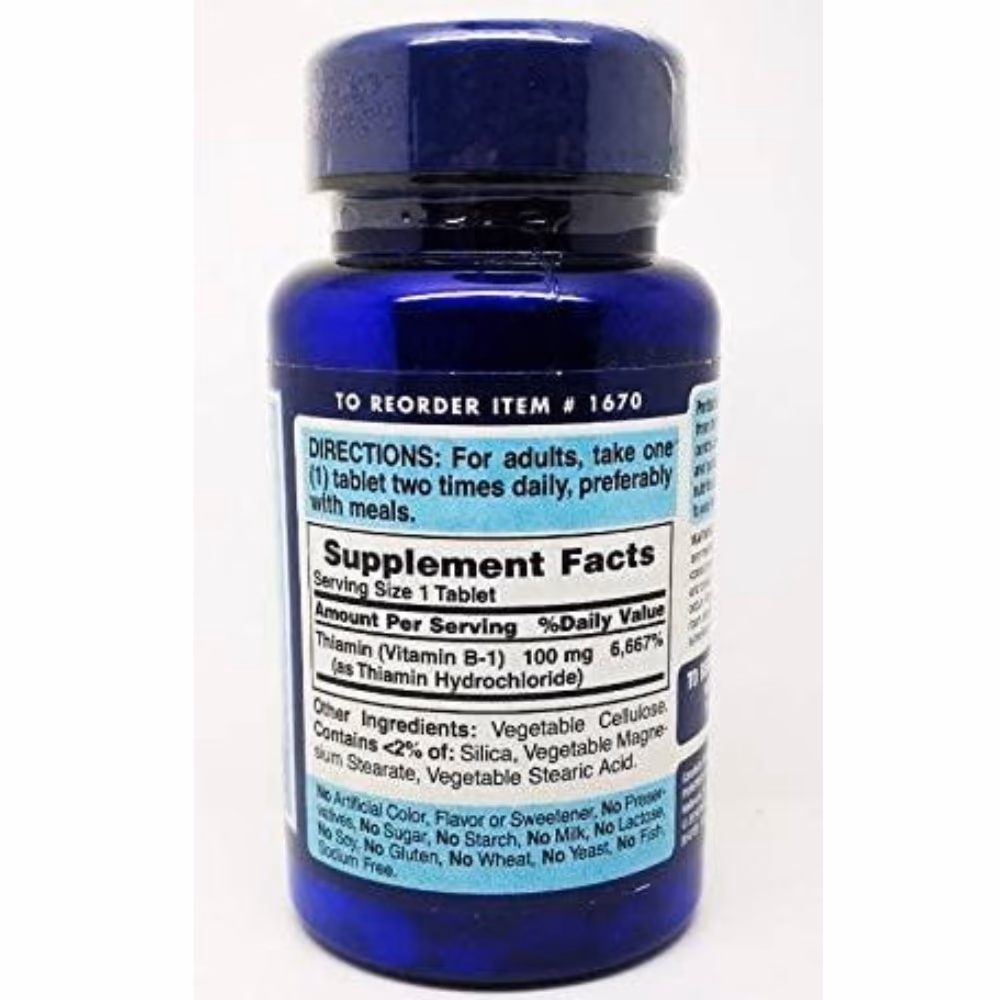 Puritan's Pride Vitamin B1 100mg 100 Tabs 2