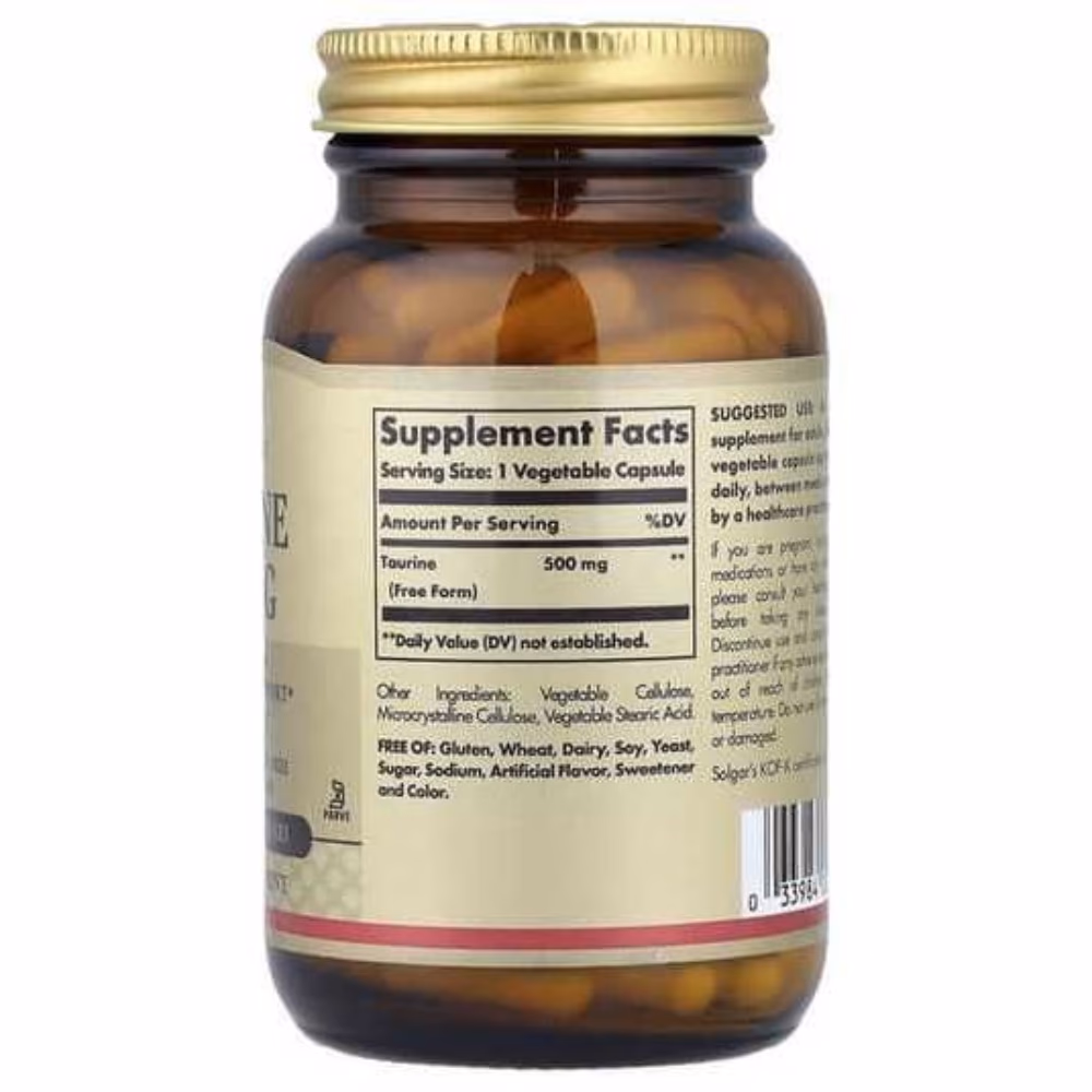 Solgar Taurine 500 mg, 100 Vegetable Capsules 3
