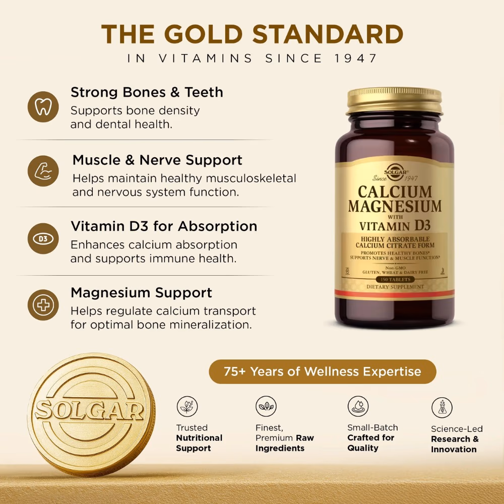 Solgar Calcium Magnesium with Vitamin D3 150 Tablets 2