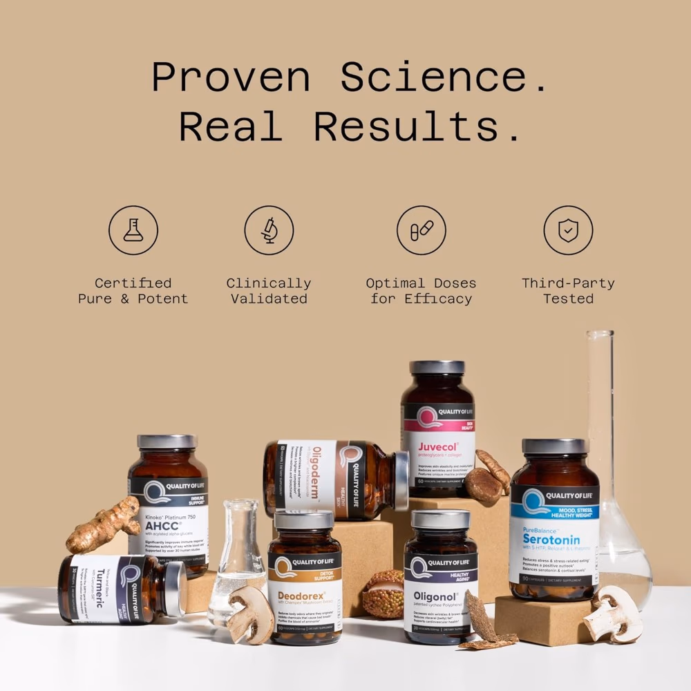 Quality of Life Kinoko Gold AHCC 500mg 60 Vegetarian Capsules 2