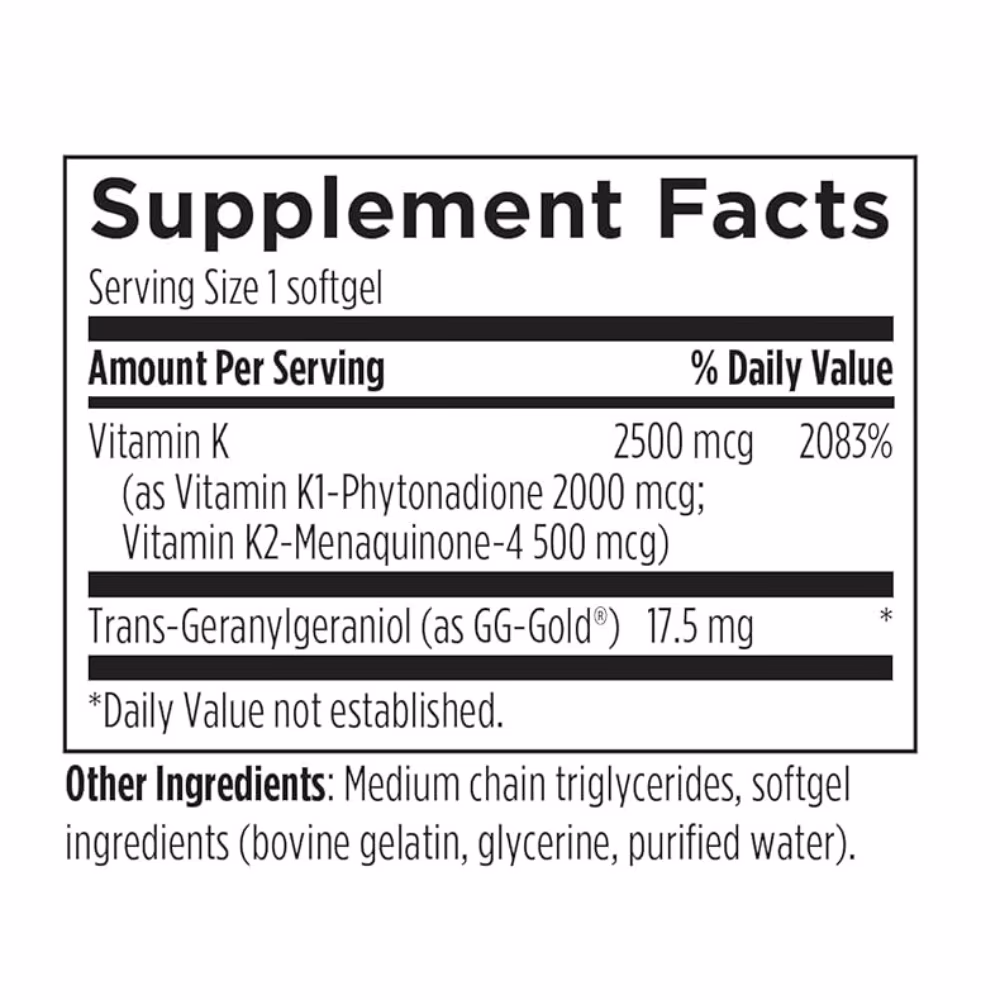 Designs For Health TRI- K Vitamin K Supplement- 60 Softgels 3